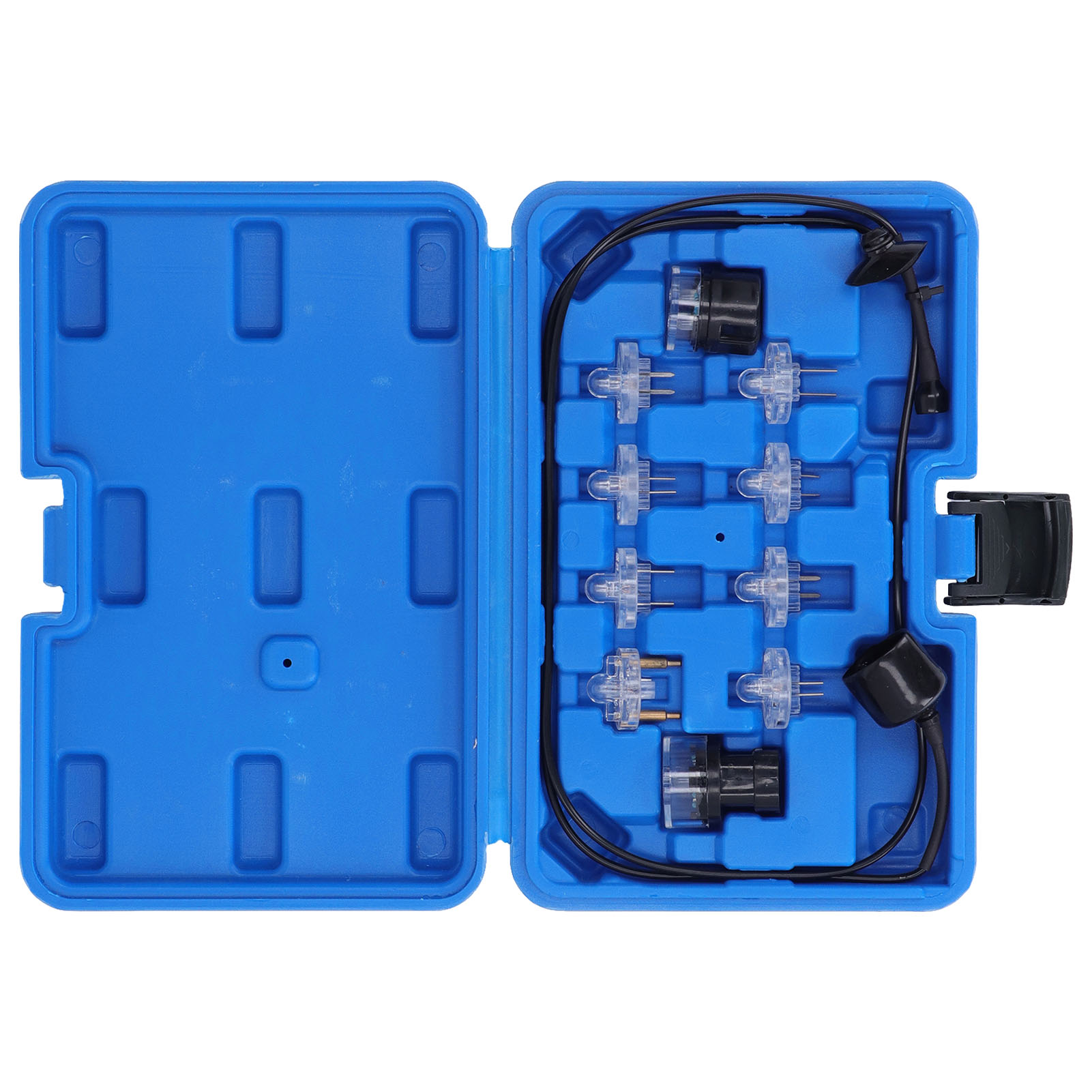 Fuel Injector Tester - ชุดเครื่องมือทดสอบหัวฉีดน้ำมันเชื้อเพลิง 11 ชิ้น พร้อมกล่องเก็บอุปกรณ์ สำหรับการทดสอบวงจรรถยนต์ อะไหล่ทดแทนสำหรับตลาดหลังการขาย