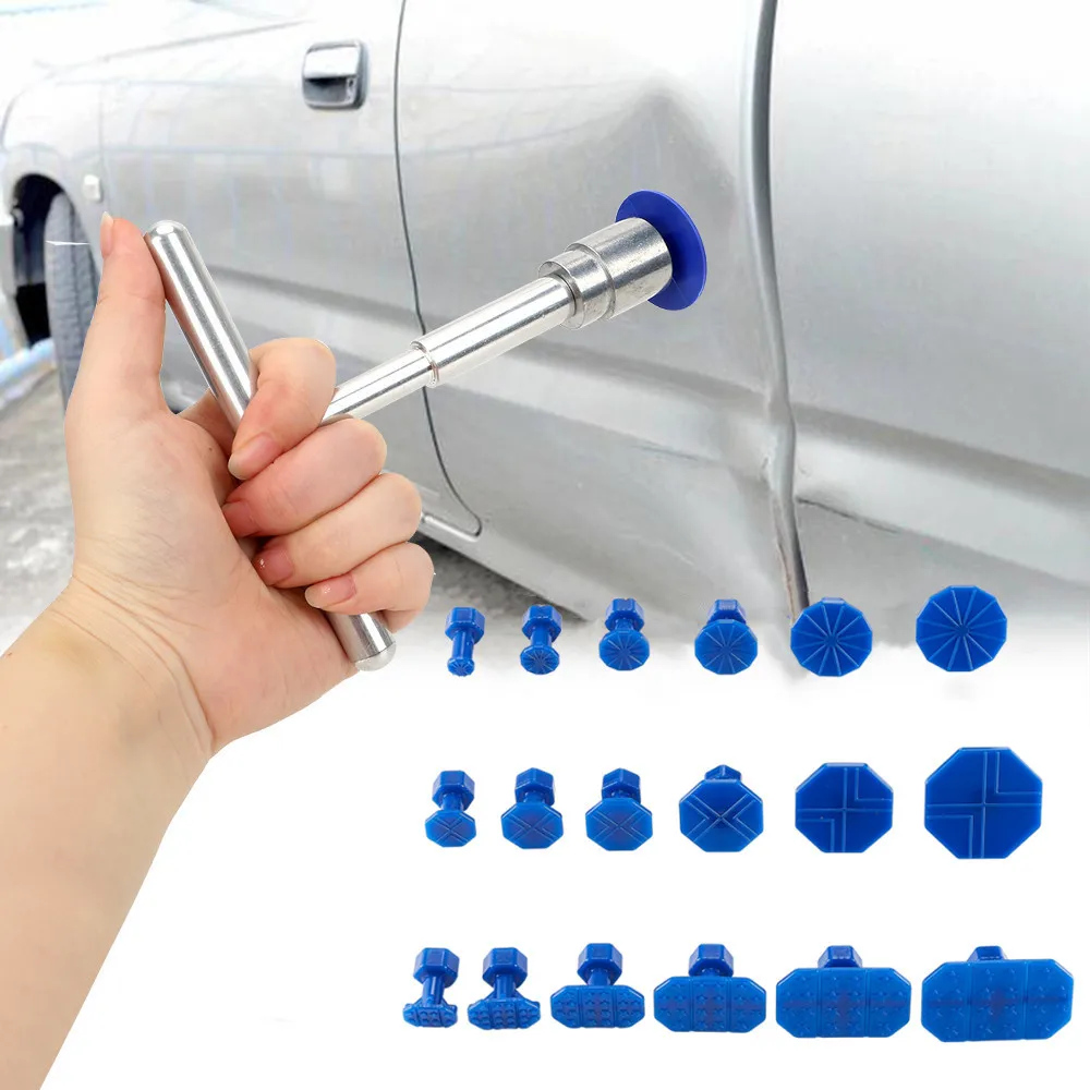 Dent Repair Puller - ชุดเครื่องมือซ่อมรอยบุบรถยนต์ พร้อมอุปกรณ์ดึงรอยบุบ 18 ชิ้น รวมถึงแผ่นกาวพลาสติกและด้ามจับรูปตัว T