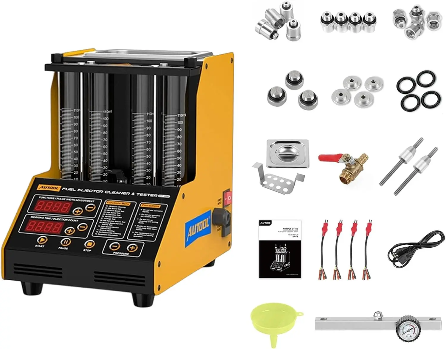 Fuel Injector Tester - เครื่องทดสอบและทำความสะอาดหัวฉีดน้ำมันเชื้อเพลิงแบบอัลตราโซนิก รองรับการทำความสะอาดน้ำมันเชื้อเพลิงสำหรับรถยนต์และมอเตอร์ไซค์