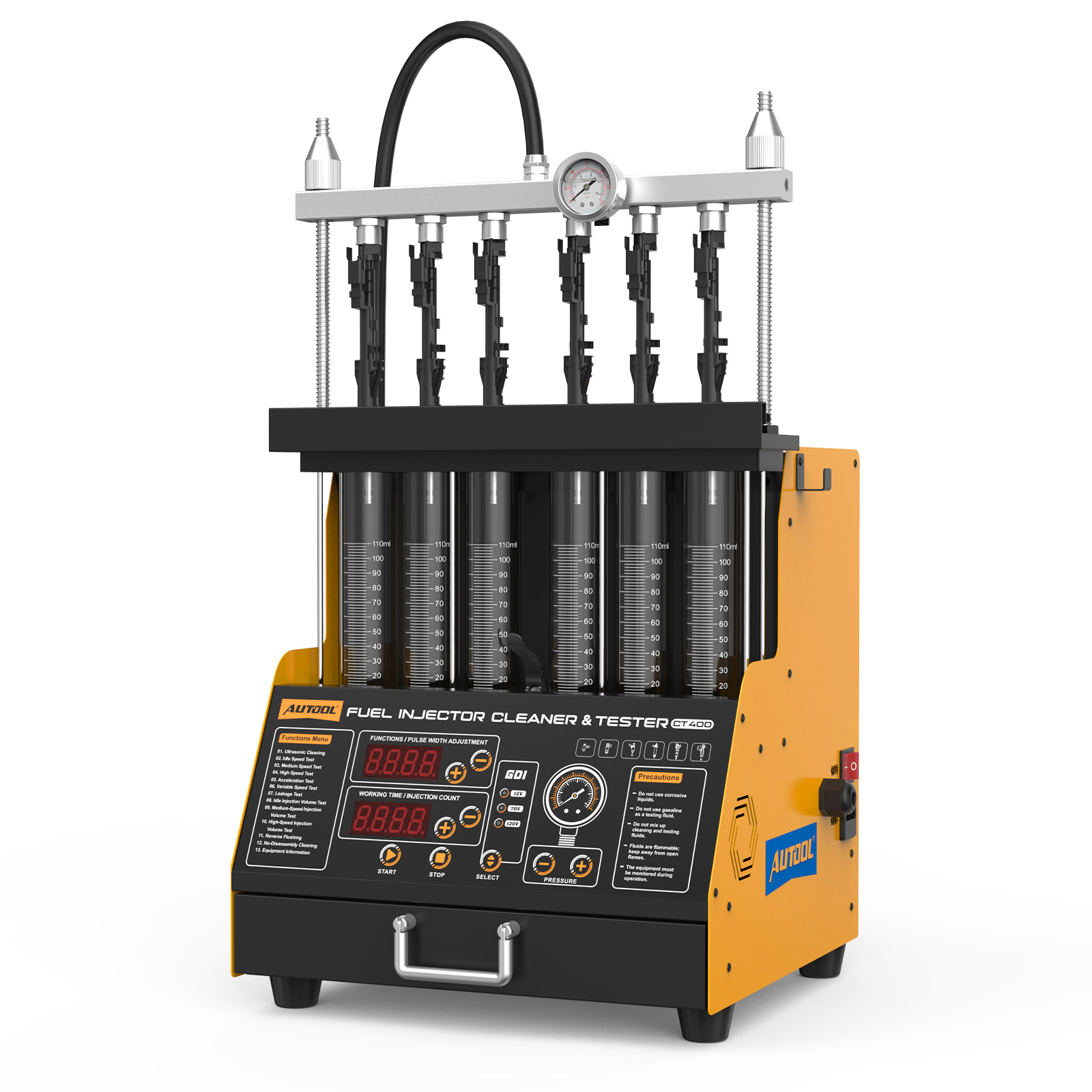 Fuel Injector Tester - เครื่องทำความสะอาดหัวฉีดน้ำมันเชื้อเพลิง AUTOOL CT400 สำหรับรถยนต์ GDI EFI