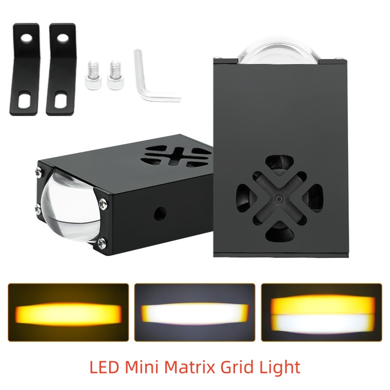 Headlight Aiming Tool - ไฟกระจังหน้ารถยนต์พร้อมไฟหน้าเลเซอร์แบบมินิเมทริกซ์ซ่อนในตัว และไฟกระจังหน้าแบบ LED ไฟโปรเจคเตอร์สองสี 12-80V