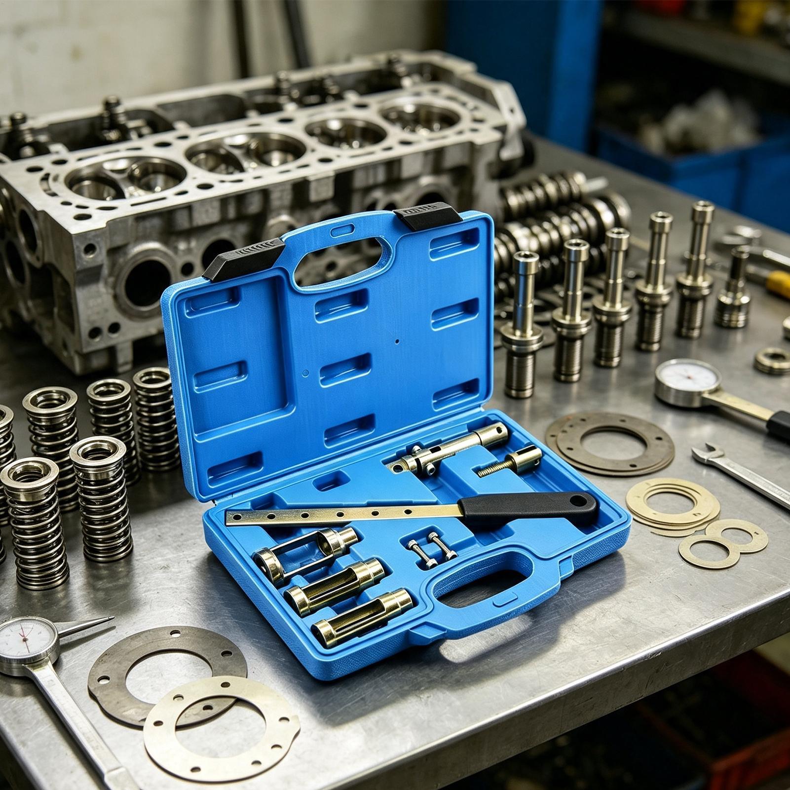 Valve Spring Compressor - ชุดเครื่องมือถอดสปริงวาล์ว 8 ชิ้น ทำจากเหล็กคาร์บอน ด้ามยาว ใช้งานด้วยมือ