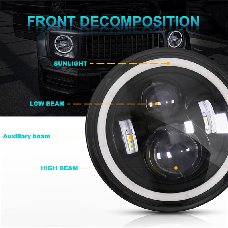 7 นิ้ว LED ไฟหน้าสีขาว Halo มุ - Headlight Aiming Tool บทวิจารณ์และราคา