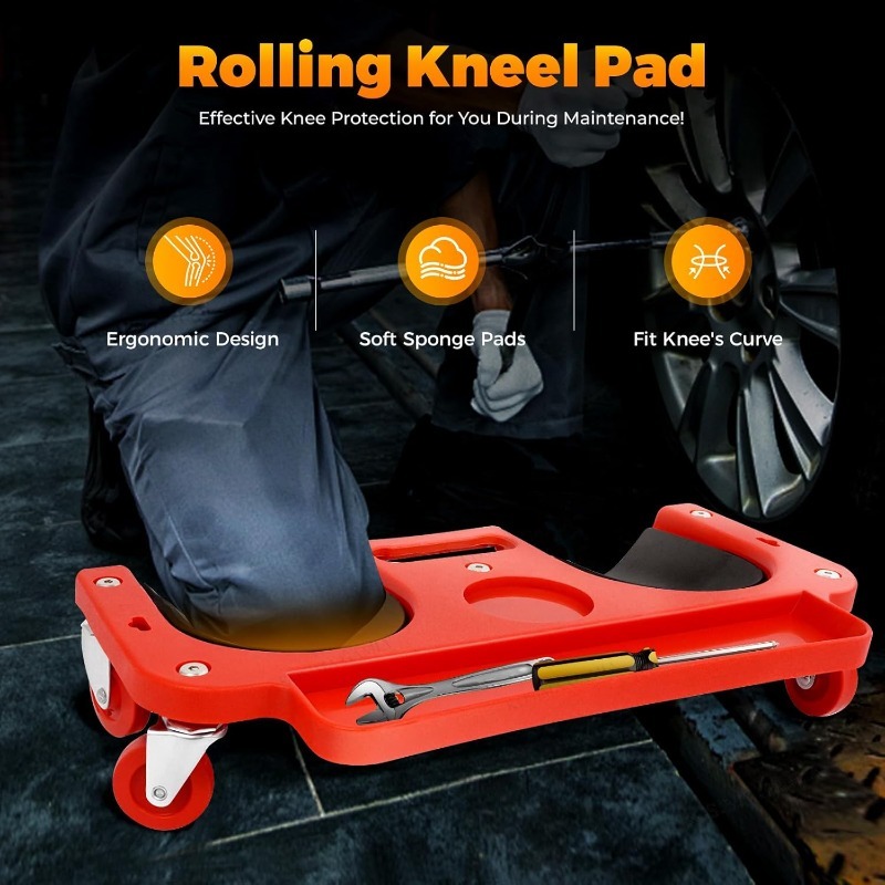 แผ่นรองเข่าแบบพกพาพร้อมล้อเลื่ - Garage Creeper Roller บทวิจารณ์และราคา